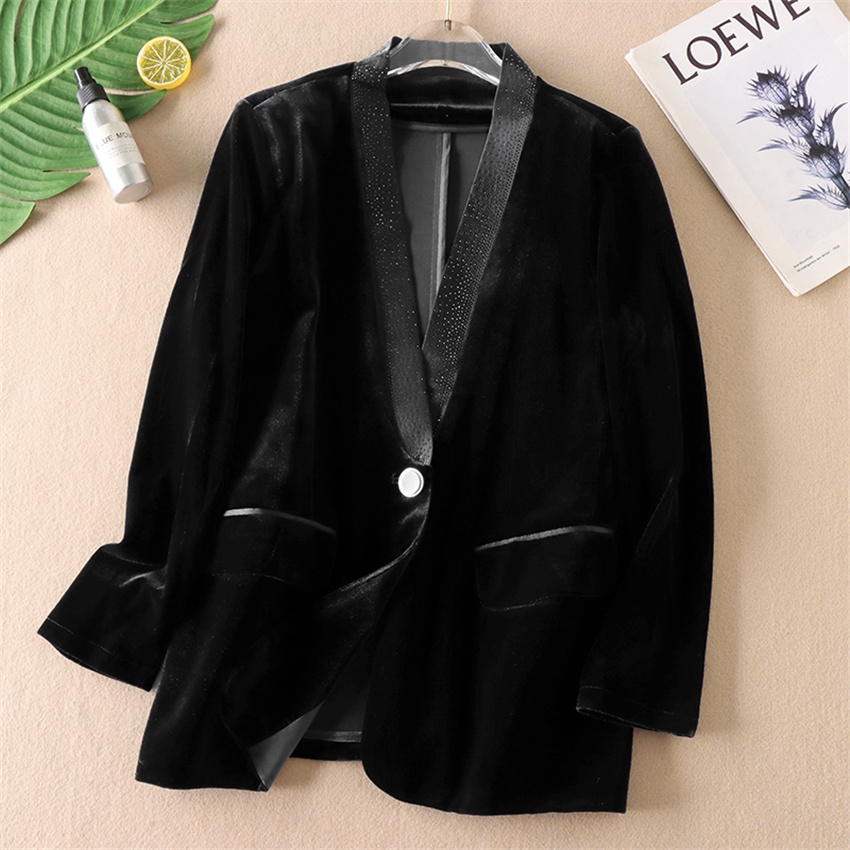 Velvet Blazer Vintage - Jesienno-zimowa, duża rozmiarówka, vintage damska marynarka