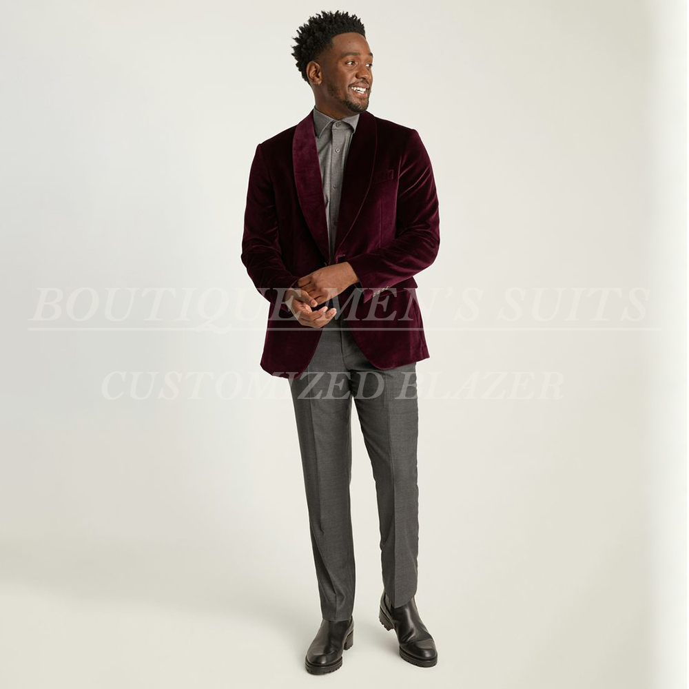 Velvet Blazer Vintage - Męskie garnitury vintage, codzienne, jednorzędowe, z