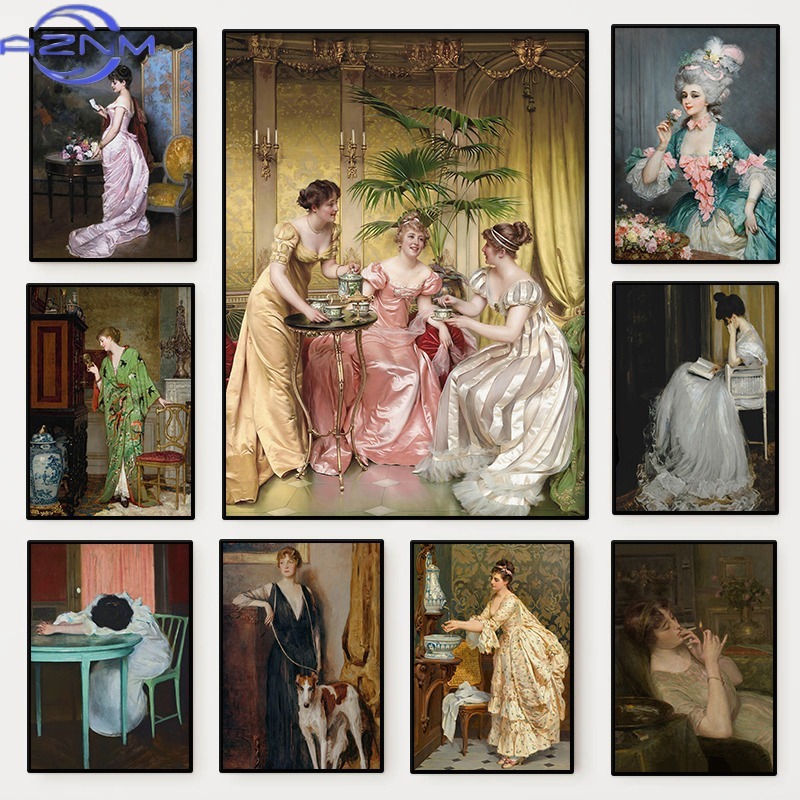 Vintage Fashion Art - Plakat Portret Kobiety z Epoki Renesansu