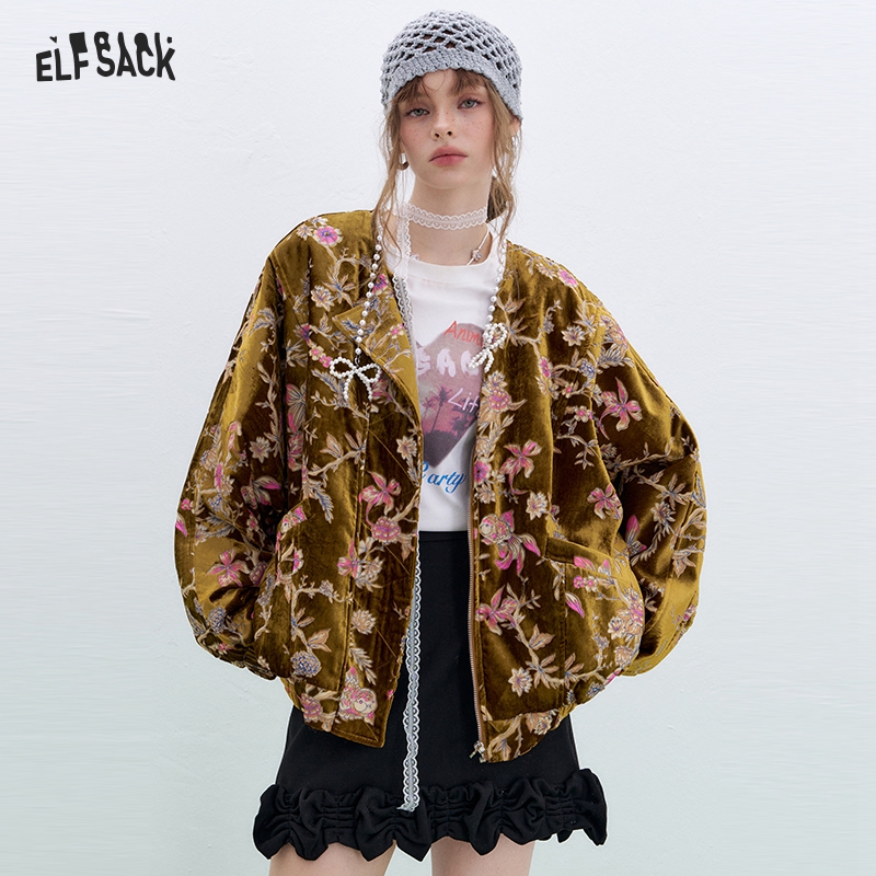 Velvet Blazer Vintage - Kurtka z aksamitu w kolorze złotym