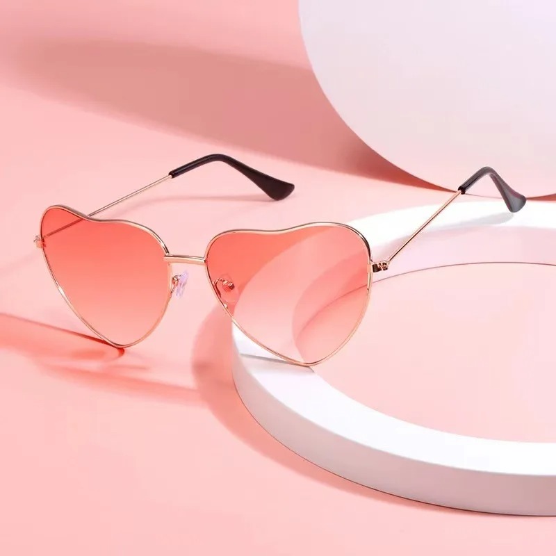 Vintage Fashion Glasses - Okulary przeciwsłoneczne w kształcie serca, metalowe,