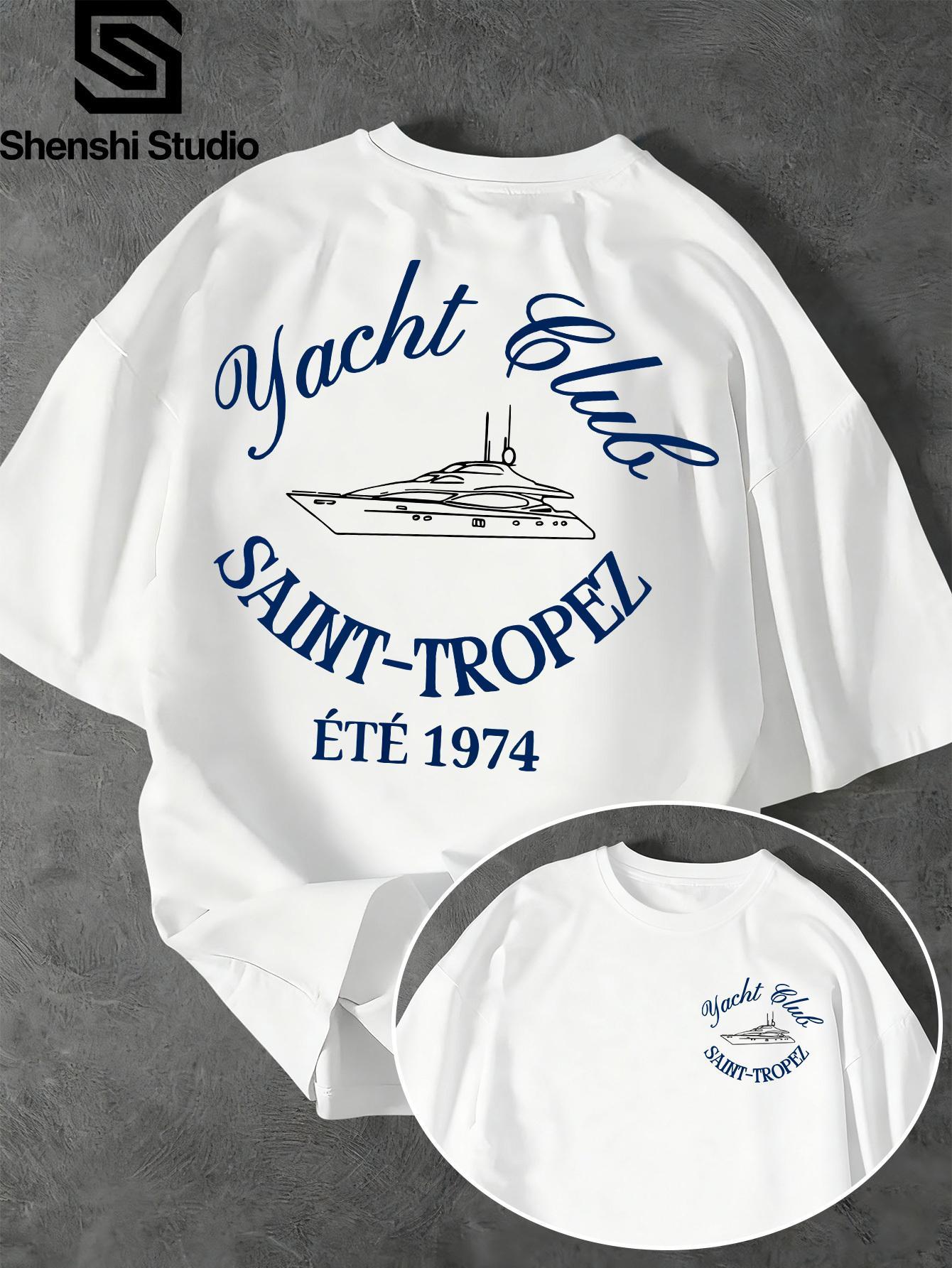 Vintage Yacht Fashion - Pełen południowo-francuskich vintage klimatów, niebieski nadruk