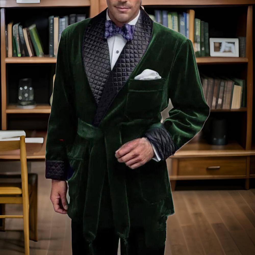 Velvet Blazer Vintage - Zielone aksamitne marynarki dla mężczyzn z