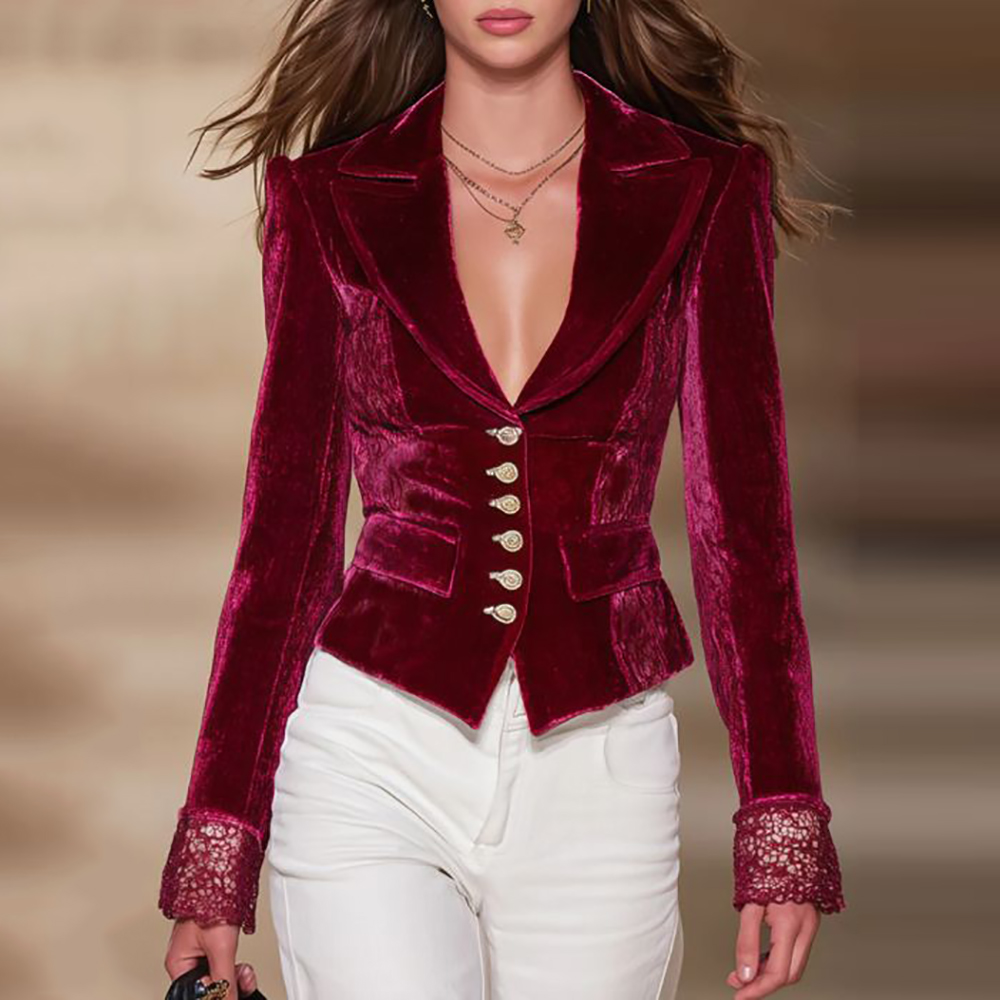 Elegancka damska aksamitna mar – Velvet Blazer Vintage recenzja i cena