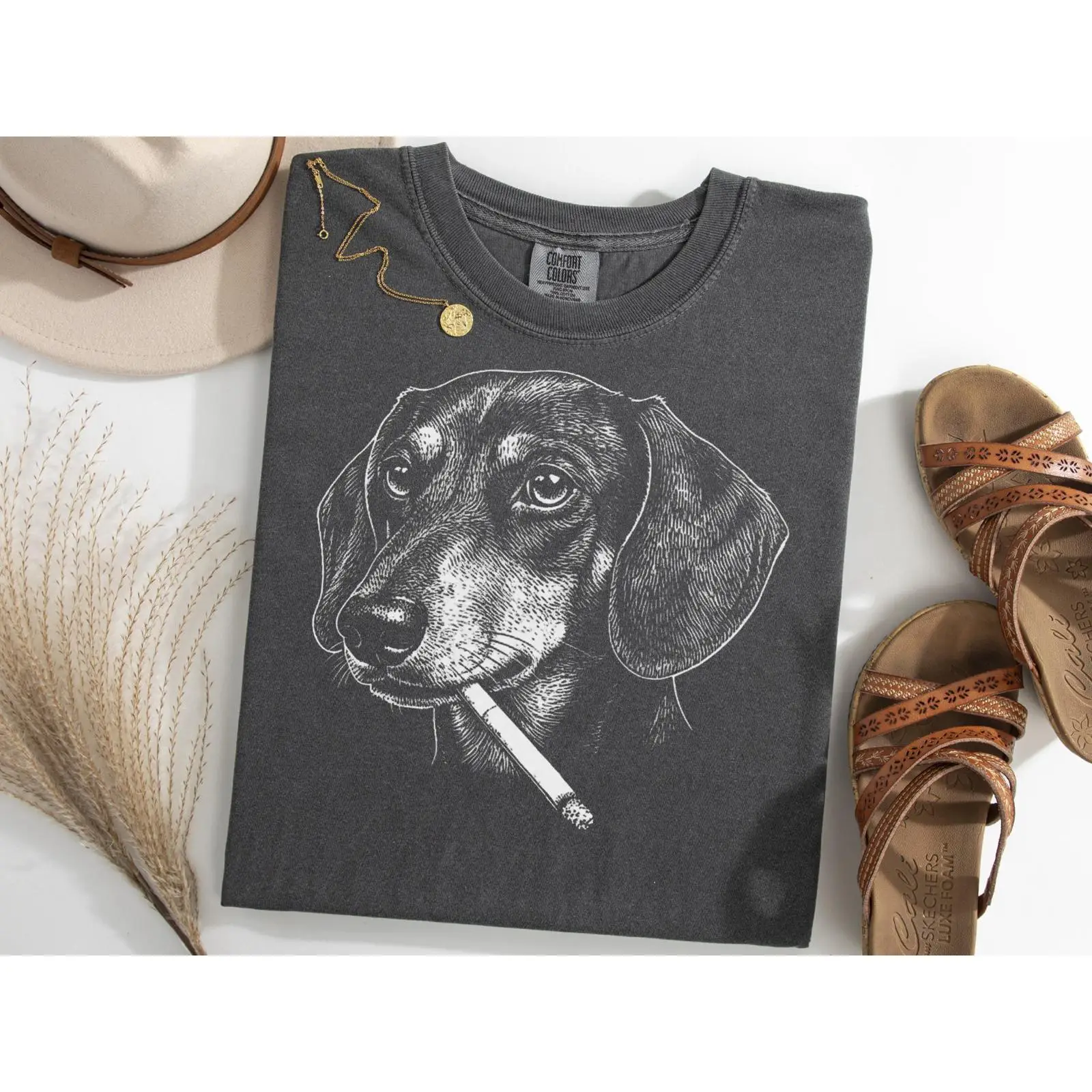 Koszulka z memem z jamnikiem p – Vintage Fashion Gen Z recenzja i cena